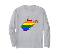 West Virginia Carte USA État Arc-en-Ciel Drappeu Fierté Manche Longue