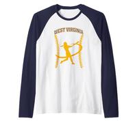 West Virginia Filles Softball Player WV Sports Fan Couture Ballon Manche Raglan