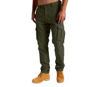 westAce Pantalon cargo de travail décontracté pour homme avec poches genouillères 100 % coton, vert olive, 32 W /30 L