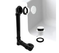 Westbrass A4931-50 Bonde de baignoire et trop-plein avec bouchon de vidange et plaque frontale à 2 trous - Tuyau en ABS Sch. 40, blanc