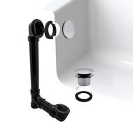 Westbrass A493144H-26 Bonde de baignoire et trop-plein en ABS Sch. 40 avec bouchon de vidange et plaque frontale illusionnaire, chrome poli 35,6 cm