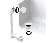 Westbrass A493244H-50 Bonde de baignoire et trop-plein en PVC avec façade illusionnaire et bouchon de vidange à bout bout bout Blanc 35,6 cm