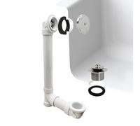 Westbrass A49421-05 Bonde de baignoire en PVC Sch. 40 35,6 cm avec bonde de vidage et trop-plein à visser et plaque frontale à un trou, nickel poli