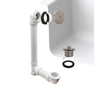 Westbrass A49421-07 Bonde de baignoire en PVC Sch. 40 35,6 cm avec bonde de vidage et trop-plein en PVC avec siphon Twist & Close et façade à un trou, nickel satiné