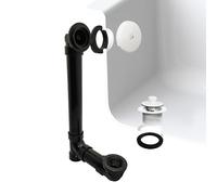 Westbrass A49711-50 Bonde de baignoire et trop-plein en ABS Sch. 40 avec bouchon de vidange et plaque frontale à un trou, blanc 35,6 cm