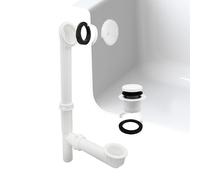 Westbrass A593244-50 Ensemble de vidage tubulaire et trop-plein pour baignoire avec bouchon de vidange et plaque frontale à 2 trous, blanc 35,6 x 3,8 cm