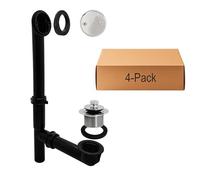 Westbrass Y594144CP-4 Ensemble de bonde de baignoire tubulaire et trop-plein avec bouchon de vidange Twist & Close et plaque frontale à deux trous, chrome poli