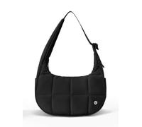 WESTBRONCO Petit sac à bandoulière matelassé en forme de croissant pour femme, sac à main rembourré en nylon avec sangle réglable, noir, 10.3"L x 6.4"W x 4.1"H, Mode Femme