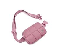 WESTBRONCO Sac banane matelassé en nylon imperméable avec 2 fermetures éclair, sac à bandoulière avec sangle réglable pour femme, Rose foncé-25, 7.1 x 1.8 x 5.1 inches