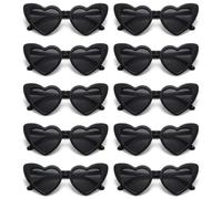WestCH 10 Pcs Lunettes de Soleil Coeur Noir, pour Femmes et Hommes