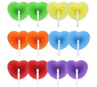 WestCH 12 pcs Éventails Pliants,Eventail Mariage Pliant,Cœur à Main Ventilateurs de Mariage Pliants avec Poignée en Plastique,Eventails à Main Portables,Eventail Mariage Personnalisable