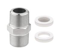 WestCH Adaptateur de tuyau de douche 1/2" - En acier inoxydable - Double mamelon - Rallonge filetée - Avec 1 élément de filtre à bulles - 1 joint