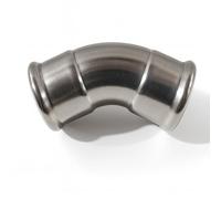 Westco Presse en acier inoxydable 35 mm Coude égal à 45° - Raccord de changement de direction pour tuyau d'eau et de chauffage