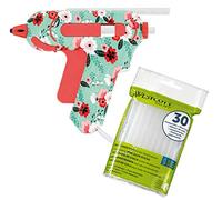 Westcot I Pistolet à colle à chaud avec 30 bâtonnets de colle I mini I multicolores I pour enfants I Motif fleurs I cadeau I Turquoise Rouge Rose I DIY I 7 mm I 10-20 W I 16002 AZ