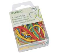 Westcott 100 élastiques | Élastiques colorés de différentes tailles dans un récipient en plastique pratique | Lot d'élastiques ménagers ⌀ 20 mm - 70 mm | E-10582 00