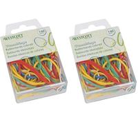 Westcott 100 élastiques | Élastiques colorés de différentes tailles dans un récipient en plastique pratique | Lot d'élastiques ménagers ⌀ 20 mm - 70 mm | E-10582 00 (Lot de 2)