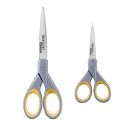 Westcott 13824 Kit de ciseaux Titan Nitrid Softgrip, gris/jaune, 13 cm et 18 cm, 2 pièces