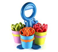 Westcott 14756 - Support et gobelets Microban avec 24 ciseaux pour enfants - 13 cm - bout arrondi - présentés par couleur