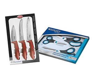 Westcott 90027-80000 Lot Kombipack Ciseaux Easy Grip avec couteaux de cuisine