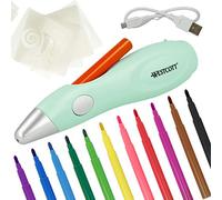 Westcott Airbrush Set pour enfants | Crayon électrique à peinture en kit de démarrage avec 12 feutres & 19 pochoirs | Airbrush Fun pour dessiner & peindre | Avec batterie & chargeur USB | E-16800 00