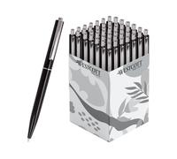 Westcott ALLTIME Lot de 50 stylos à bille rétractables avec encre noire - Largeur de trait M avec recharge standard X20 - Résistant aux documents ISO 12757-2 - Clip métallique robuste - E-737470 00