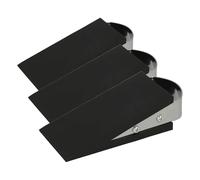 Westcott Butoir de porte en forme de coin noir | Butoir de porte en caoutchouc avec poignée en acier inoxydable | 12 cm x 5 cm x 3 cm | E-19000 00 (Lot de 3)