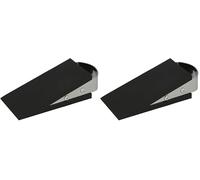 Westcott Butoir de porte en forme de coin noir | Butoir de porte en caoutchouc avec poignée en acier inoxydable | 12 cm x 5 cm x 3 cm | E-19000 00 (Lot de 2)