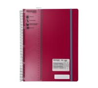 Westcott Cahier spirale PP A4 quadrillé Berry 100 feuilles | Cahier spirale A4 couverture PP | 70 g/m², FSC-Mix (FSC® C189289), 200 pages, champ nom, signet-règle | E-730898 00