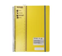 Westcott Cahier spirale PP A4 quadrillé Jaune 100 feuilles | Cahier spirale A4 couverture PP | 70 g/m², FSC-Mix (FSC® C189289), 200 pages, champ nom, signet-règle | E-730899 00
