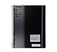 Westcott Cahier spirale PP A4 quadrillé Noir 100 feuilles | Cahier spirale A4 couverture PP | 70 g/m², FSC-Mix (FSC® C189289), 200 pages, champ nom, signet-règle | E-730896 00