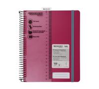 Westcott Cahier spirale PP A5 quadrillé Berry 100 feuilles | Cahier spirale A5 couverture PP | 70 g/m², FSC-Mix (FSC® C189289), 200 pages, champ nom, signet-règle | E-730894 00