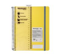 Westcott Cahier spirale PP A5 quadrillé Jaune 100 feuilles | Cahier spirale A5 couverture PP | 70 g/m², FSC-Mix (FSC® C189289), 200 pages, champ nom, signet-règle | E-730895 00