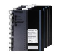 Westcott Cahier spirale PP A5 quadrillé Noir (Lot de 4) | Cahier spirale A5 couverture PP | 70 g/m², FSC-Mix (FSC® C189289), 200 pages, champ nom, signet-règle | E-730892 00