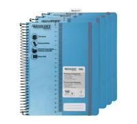 Westcott Cahier spirale PP A5 quadrillé Turquoise (Lot de 4) | Cahier spirale A5 couverture PP | 70 g/m², FSC-Mix (FSC® C189289), 200 pages, champ nom, signet-règle | E-730893 00