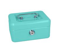Westcott Caisse à Monnaie Verrouillable (Compacte, 15 cm) Turquoise | Boîte en Tôle d'Acier avec 2 Clés | Bac à Monnaie Amovible à 6 Compartiments | E-51000 TURQUOISE