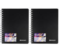 Westcott Carnet à spirales A5 quadrillé | 200 pages perforées A5 avec papier premium 80 g/m² | Bloc-notes à spirales | Bloc-notes à couverture rigide en plastique | E-730891 00 (Lot de 2)
