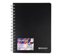 Westcott E-730891 00 Cahier à spirale A5 à carreaux 200 pages perforées avec papier de qualité supérieure 80 g/m² avec reliure à spirales avec couverture en plastique robuste