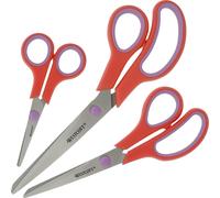 WESTCOTT Ciseaux Easy Grip set de 3 pièces rouge corail/cassis