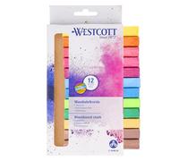 Westcott Craie 12 pièces Multicolore | Paquet de 12 craies pour tableau noir avec 1,2cm ⌀ en couleurs vives | peu de poussière & facilement effaçable | 8,5cm crayons longs | E-744983 00