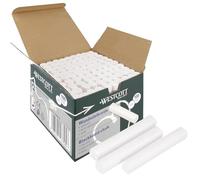 Westcott Craies 100 pièces blanches | Lot économique Craies pour tableau noir de 1,2 cm de diamètre en blanc opaque | peu poussiéreuses et faciles à effacer | craies de 8,5 cm de long | E-744986 00