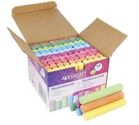 Westcott Craies 100 Pièces Pour Tableau Noir 1,2 cm de Diamètre | Couleurs Vives, Peu Poussiéreuses et Faciles à Effacer | 8,5 cm de Long | E-744987 00