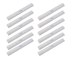 Westcott E-10112 I 00 Couteau à découper-Règle en Aluminium - 30 cm-Argent-Lot de 12