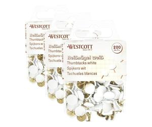 Westcott E-10590 00 Lot de 600 punaises Blanches avec revêtement en Plastique Diamètre de la tête 10 mm