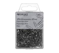 Westcott E-10640 00 Lot de 175 trombones argentés - 26 mm - Boîte en plastique pratique - Galvanisés - Pour le bureau et la maison