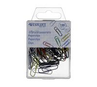 Westcott E-10641 00 Lot de 100 trombones multicolores 26 mm Boîte en plastique pratique pour bureau et maison