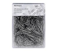 Westcott E-10643 00 Lot de 1200 trombones argentés - 26 mm - Boîte en plastique pratique - Galvanisés - Pour le bureau et la maison