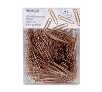 Westcott E-10644 00 Lot de 175 trombones en cuivre 50 mm Boîte en plastique pratique Pinces à papier pour bureau et maison