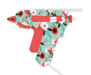 Westcott E-17201 00 Mini pistolet à colle à motif floral avec 2 bâtons de colle Turquoise/rouge