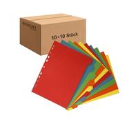 Westcott E-1733312 00 Lot de 10 intercalaires pour classeurs A4 | 10 onglets colorés en 5 couleurs comme organisateur de classeurs | Robuste 160 g/m² avec perforation européenne | E-1733312 00