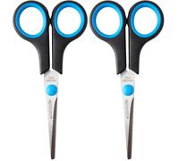 Westcott E-30252 00 Ciseaux Easy Grip Lefty inoxydables droits anneaux symétriques pour gauchers 13 cm Bleu/Noir (Lot de 2)